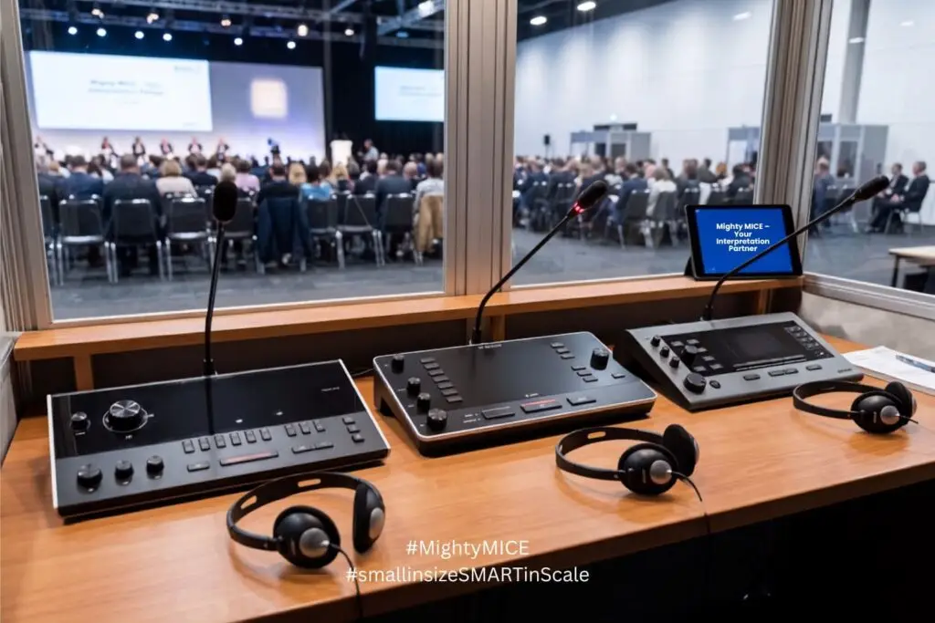 Interpreter Consoles : Televic Lingua ID, Bosch Dicentis iDesk, and Shure MXCIC