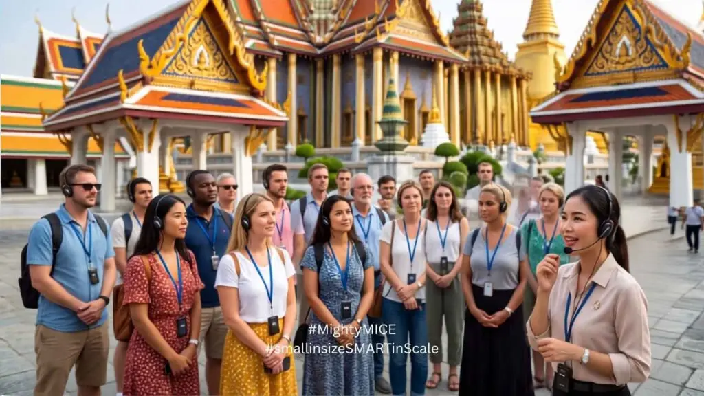 การใช้หูฟังทัวร์ไกด์ ขณะนำชมสถานที่ท่องเที่ยว