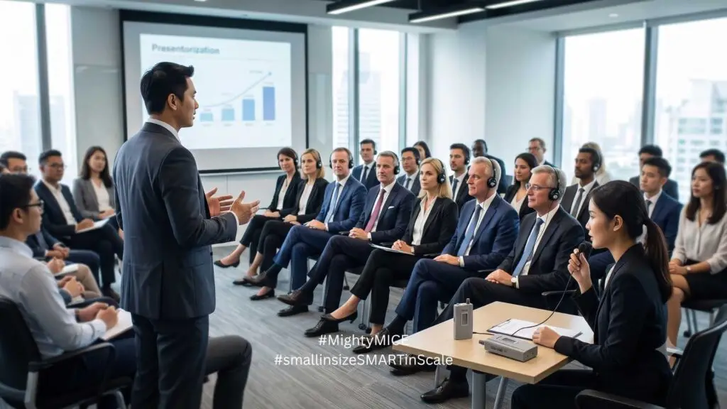 การเช่าหูฟังทัวร์ไกด์่ในการแปลภาษาภายในห้องประชุมขนาดเล็ก