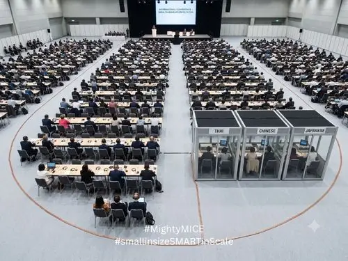 การจัดงานประชุม ที่ใช้ระบบหูฟังแปลภาษา แบบ Loop Antenna พร้อมตู้ล่าม