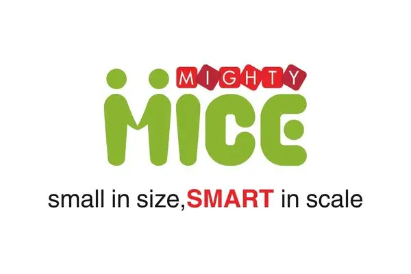 โลโก้ Mighty MICE และคำขวัญ small in size, SMART in scale